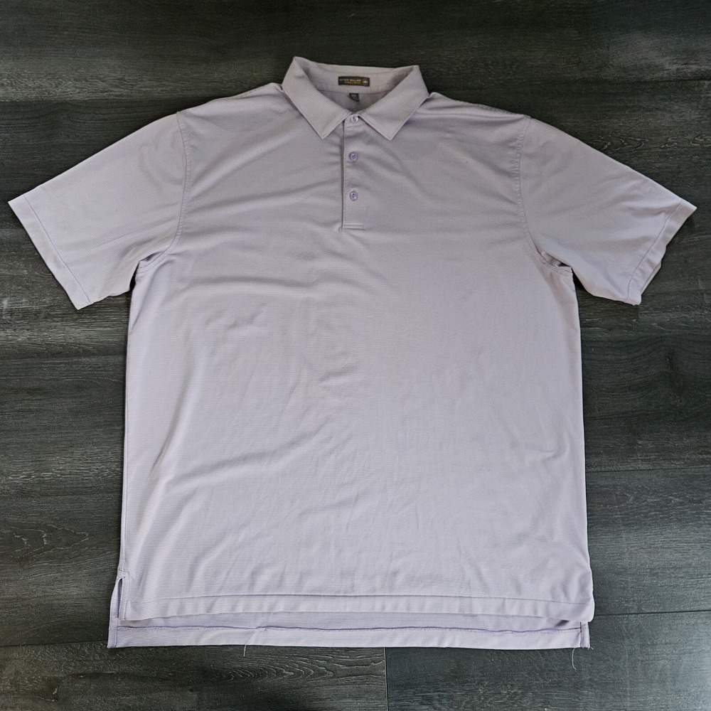 Peter Millar Summer Comfort Polo Shirt Mens 2XL Purple Striped Short Sleeve Golf